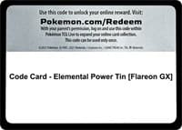 Code Card - Elemental Power Tin [Flareon GX] - Miscellaneous Cards & Products - Pokemon card