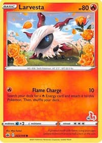 Larvesta - 023/198 (#19 Cinderace Stamped) - Battle Academy 2022 - Pokemon card