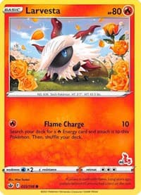Larvesta - 023/198 (#46 Cinderace Stamped) - Battle Academy 2022 - Pokemon card