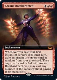 Arcane Bombardment (Extended Art) - Streets of New Capenna - Magic: The Gathering card