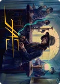 Wiretapping Art Card (Gold-Stamped Signature) - Art Series: Streets of New Capenna - Magic: The Gathering card