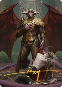 Ob Nixilis, the Adversary Art Card (31/81) (Gold-Stamped Signature) - Art Series: Streets of New Capenna - Magic: The Gathering card
