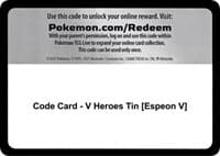 Code Card - V Heroes Tin [Espeon V] - Miscellaneous Cards & Products - Pokemon card