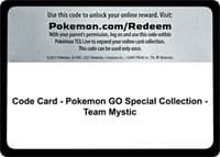 Code Card - Pokemon GO Special Collection - Team Mystic - Pokemon GO - Pokemon card