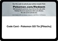 Code Card - Pokemon GO Tin [Pikachu] - Pokemon GO - Pokemon card
