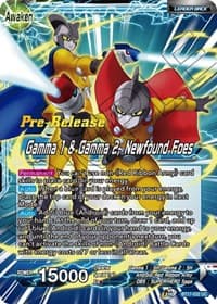 Gamma 1 & Gamma 2 // Gamma 1 & Gamma 2, Newfound Foes - Ultimate Squad Pre-Release Cards - Dragon Ball Super: Masters card