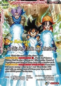 Son Goku // Son Goku, Pan, & Trunks, Space Adventurers - Ultimate Squad Pre-Release Cards - Dragon Ball Super: Masters card