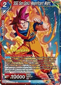 SSG Son Goku, Magnificent Might - Ultimate Squad Pre-Release Cards - Dragon Ball Super: Masters card