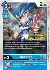 Veemon (2022 Championship Online Regional) [Online Participant] - Starter Deck 08: Ulforce Veedramon - Digimon Card Game card