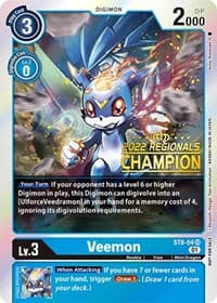 Veemon (2022 Championship Online Regional) [Online Champion] - Starter Deck 08: Ulforce Veedramon - Digimon Card Game card