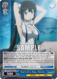 Start of a Day, Hestia - Is it Wrong to Try to Pick Up Girls in a Dungeon? - Weiss Schwarz card