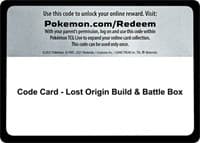 Code Card - Lost Origin Build & Battle Box - SWSH11: Lost Origin - Pokemon card