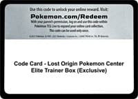 Code Card - Lost Origin Pokemon Center Elite Trainer Box (Exclusive) - SWSH11: Lost Origin - Pokemon card