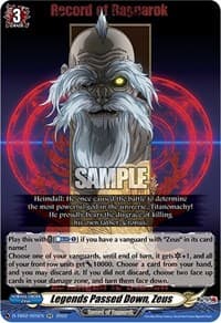 Legends Passed Down, Zeus - D-TB02: Record of Ragnarok - Cardfight Vanguard card