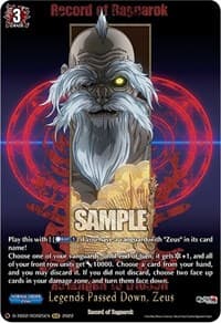 Legends Passed Down, Zeus (RGR) - D-TB02: Record of Ragnarok - Cardfight Vanguard card
