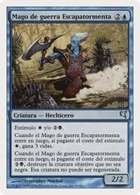 Stormscape Battlemage (Spanish) - "Mago de guerra Escapatormenta" - Magic Encyclopedia 2005 (Salvat/Hachette) - Magic: The Gathering card