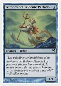 Merfolk of the Pearl Trident (Spanish) - "Tritones del Tridente Perlado" - Magic Encyclopedia 2005 (Salvat/Hachette) - Magic: The Gathering card