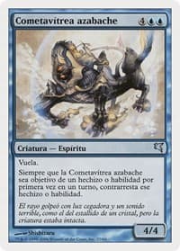 Jetting Glasskite (Spanish) - "Cometavítrea azabache" - Magic Encyclopedia 2005 (Salvat/Hachette) - Magic: The Gathering card