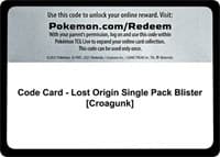 Code Card - Lost Origin Single Pack Blister [Croagunk] - SWSH11: Lost Origin - Pokemon card
