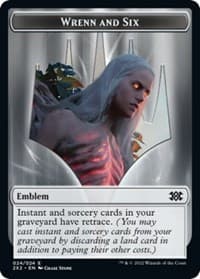 Emblem - Wrenn and Six // Monk Double-Sided Token - Double Masters 2022 - Magic: The Gathering card