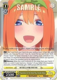 Preparations for the School Trip, Yotsuba Nakano (SR) - The Quintessential Quintuplets 2 - Weiss Schwarz card