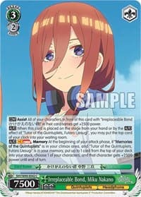 Irreplaceable Bond, Miku Nakano - The Quintessential Quintuplets 2 - Weiss Schwarz card