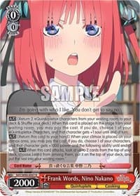 Frank Words, Nino Nakano - The Quintessential Quintuplets 2 - Weiss Schwarz card