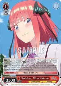 Reckless, Nino Nakano (SR) - The Quintessential Quintuplets 2 - Weiss Schwarz card
