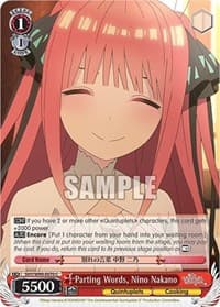 Parting Words, Nino Nakano - The Quintessential Quintuplets 2 - Weiss Schwarz card