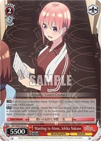 Wanting to Atone, Ichika Nakano - The Quintessential Quintuplets 2 - Weiss Schwarz card