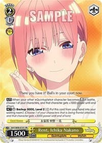 Rent, Ichika Nakano - The Quintessential Quintuplets 2 - Weiss Schwarz card