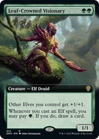 Leaf-Crowned Visionary (Extended Art) - Dominaria United - Magic: The Gathering card