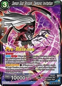 Demon God Shroom, Demonic Invitation - Dawn of the Z-Legends Pre-Release Cards - Dragon Ball Super: Masters card