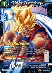SS Son Goku, Awakened Onslaught - Dawn of the Z-Legends Pre-Release Cards - Dragon Ball Super: Masters card