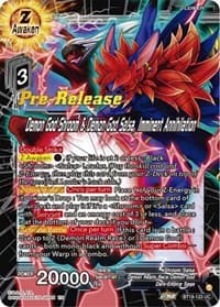 Demon God Shroom & Demon God Salsa, Imminent Annihilation - Dawn of the Z-Legends Pre-Release Cards - Dragon Ball Super: Masters card