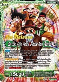 Master Roshi // Son Goku, Krillin, Yamcha, & Master Roshi, Reunited - Dawn of the Z-Legends Pre-Release Cards - Dragon Ball Super: Masters card