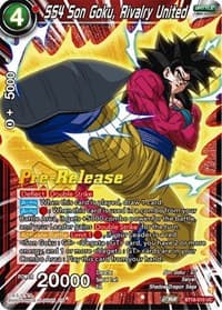 SS4 Son Goku, Rivalry United - Dawn of the Z-Legends Pre-Release Cards - Dragon Ball Super: Masters card