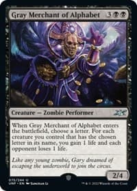 Gray Merchant of Alphabet - Unfinity - Magic: The Gathering card