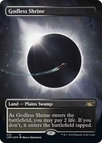 Godless Shrine (Borderless) (Galaxy Foil) - Unfinity - Magic: The Gathering card