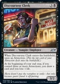 Discourtesy Clerk - Unfinity - Magic: The Gathering card