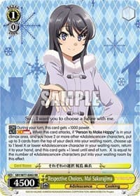 Respective Choices, Mai Sakurajima - Rascal Does Not Dream of a Dreaming Girl - Weiss Schwarz card