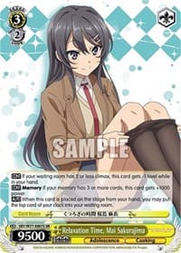 Relaxation Time, Mai Sakurajima (SR) - Rascal Does Not Dream of a Dreaming Girl - Weiss Schwarz card