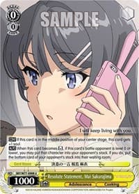 Resolute Statement, Mai Sakurajima - Rascal Does Not Dream of a Dreaming Girl - Weiss Schwarz card