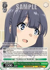 "What I Want to Write Now" Shoko Makinohara - Rascal Does Not Dream of a Dreaming Girl - Weiss Schwarz card