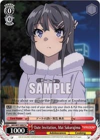Date Invitation, Mai Sakurajima - Rascal Does Not Dream of a Dreaming Girl - Weiss Schwarz card
