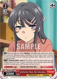 Satisfaction Check, Mai Sakurajima - Rascal Does Not Dream of a Dreaming Girl - Weiss Schwarz card