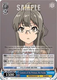Contents of the Printout, Rio Futaba - Rascal Does Not Dream of a Dreaming Girl - Weiss Schwarz card