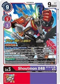 Shoutmon X4B - Xros Encounter Pre-Release Cards - Digimon Card Game card