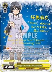 Respective Choices, Mai Sakurajima (SP) (Serial Numbered) - Rascal Does Not Dream of a Dreaming Girl - Weiss Schwarz card