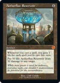 Aetherflux Reservoir - The Brothers' War: Retro Frame Artifacts - Magic: The Gathering card